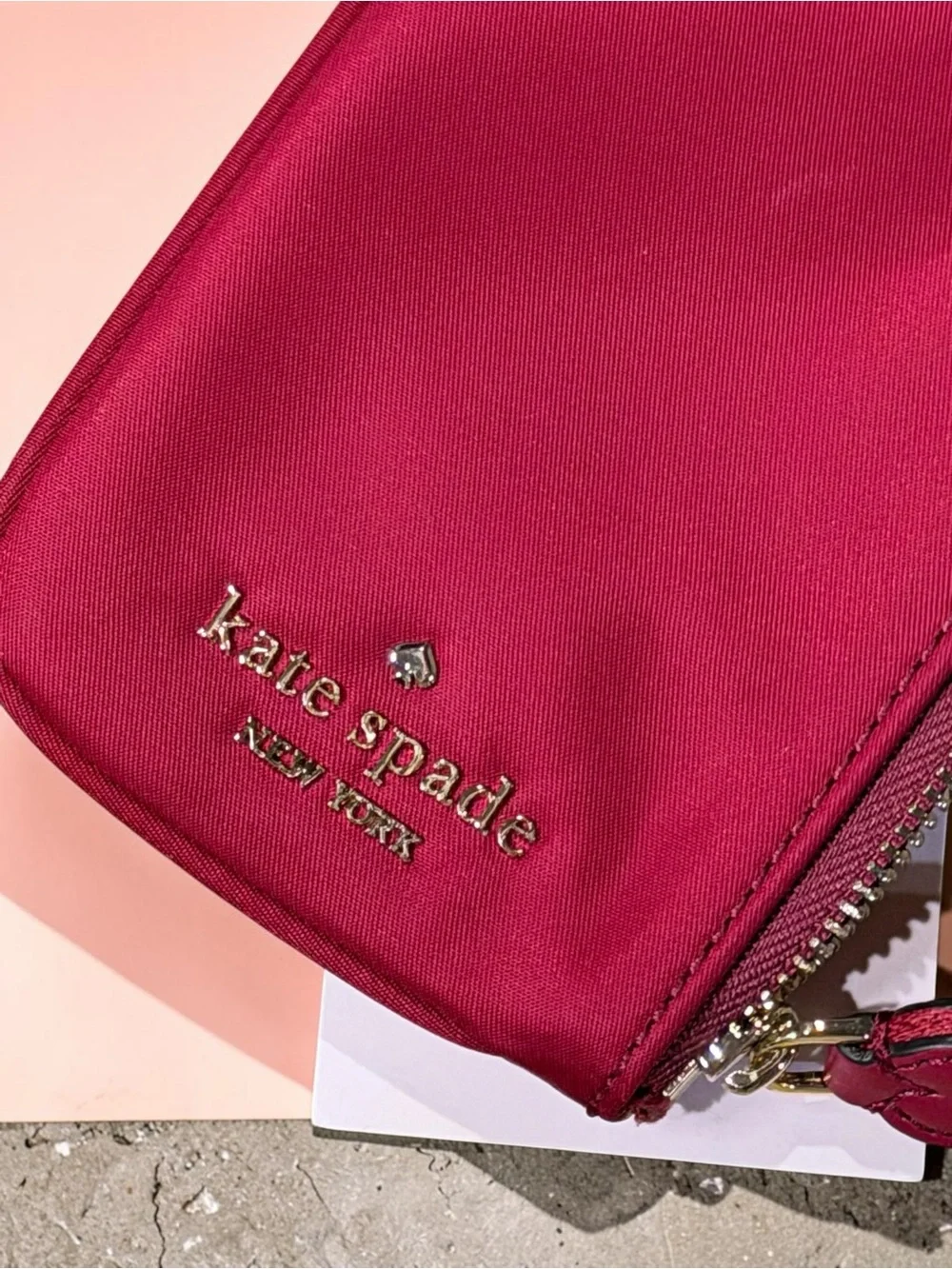 Kate Spade Chelsea The Little Better Cranberry Zip Card Case Wristlet NWT